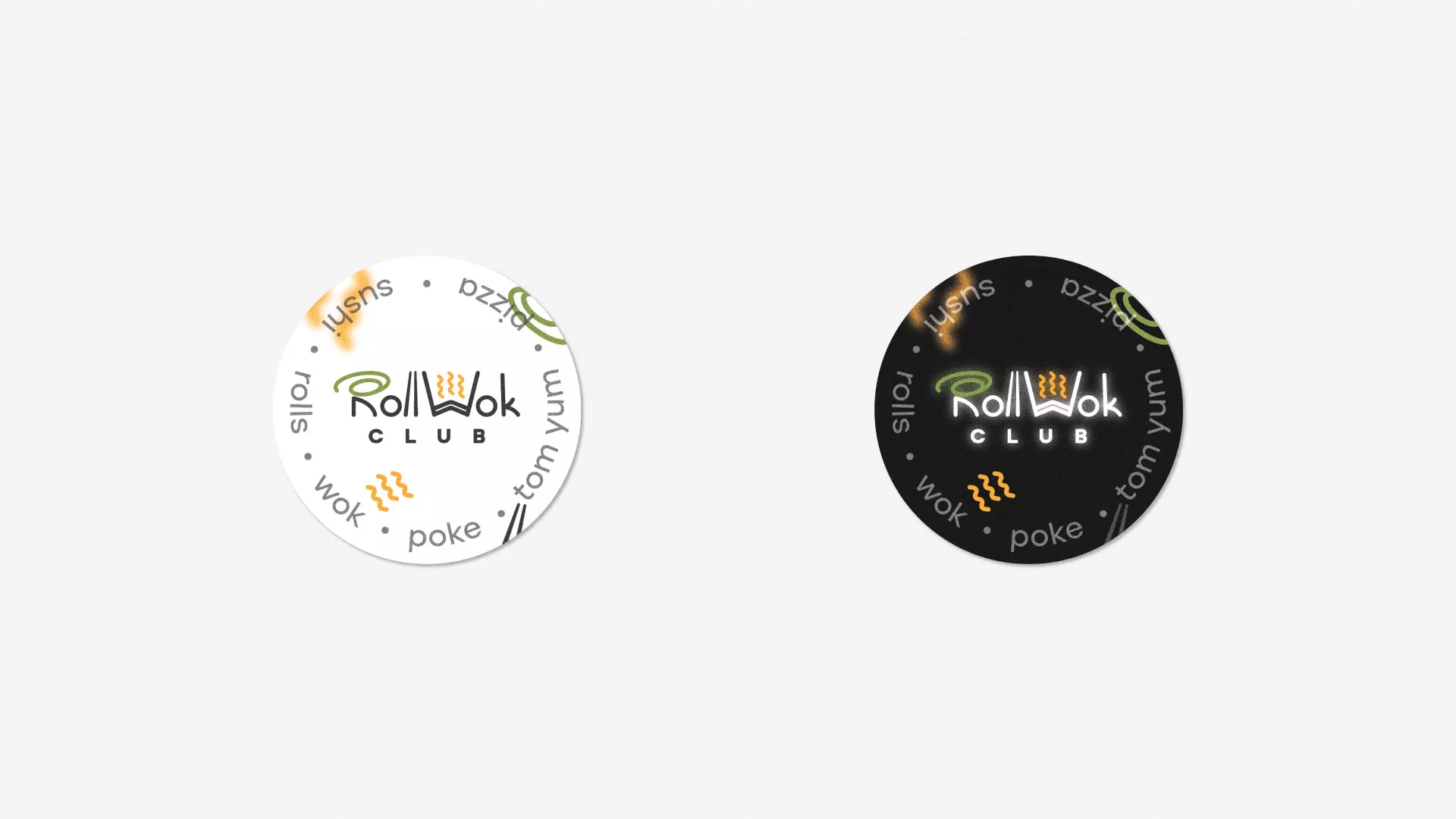 Разработка наклеек для суши-бара «Roll Wok Club» в Белгороде